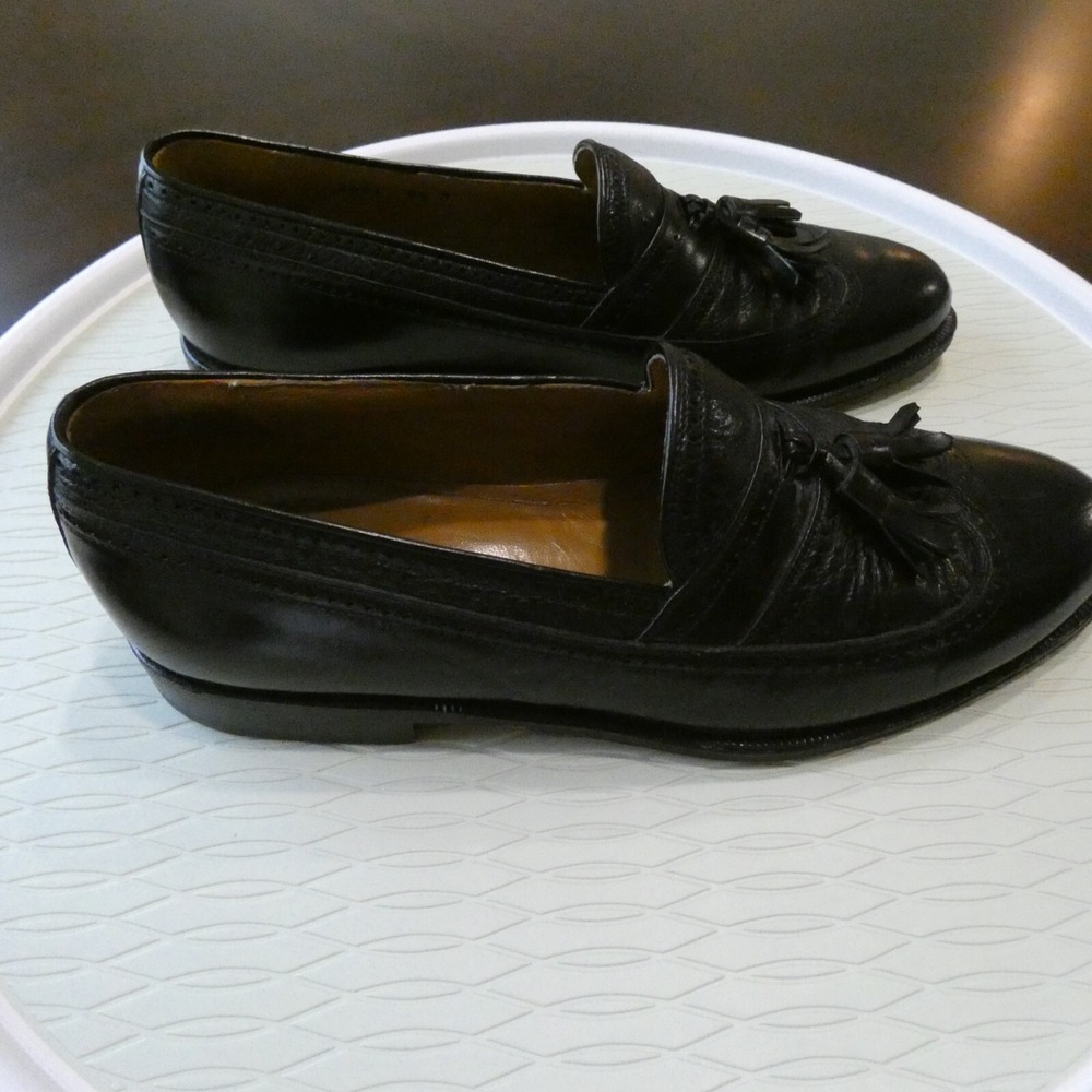 Johnston & Murphy Domani 6921 Men's Tassel Loafers Black Leather Wingtip Shoes - Picture 3 of 10